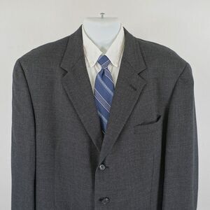 Vintage Tommy Hilfiger Tweed‎ Wool Gray Spec Sport Coat 46R 3 Button